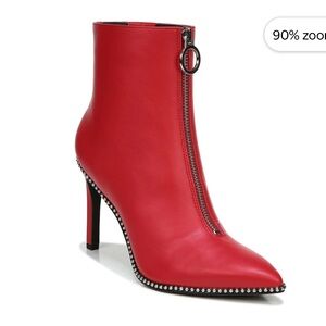 NEW Bar III Red Heeled Boots with Zipper Detail